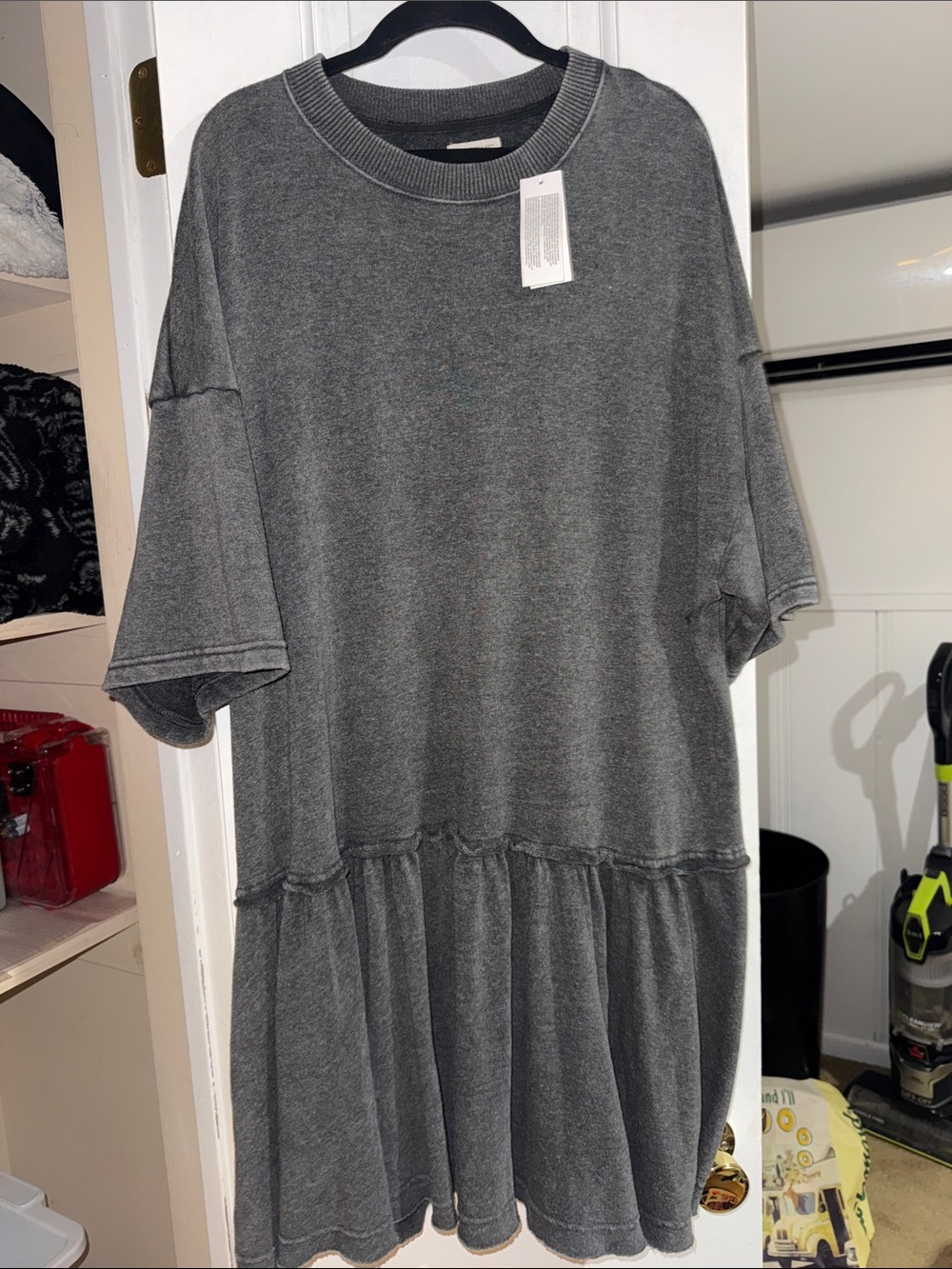 American Eagle Outfitters Charcoal Gray Tiered Knit Dress